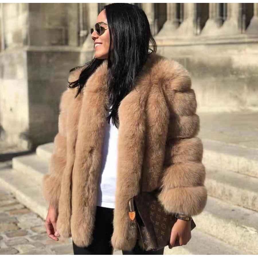 Mocha Long Line Faux Fur Coat