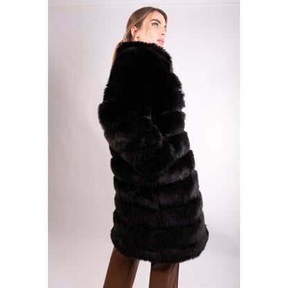 Premium Black Extra Long Faux Fur Coat