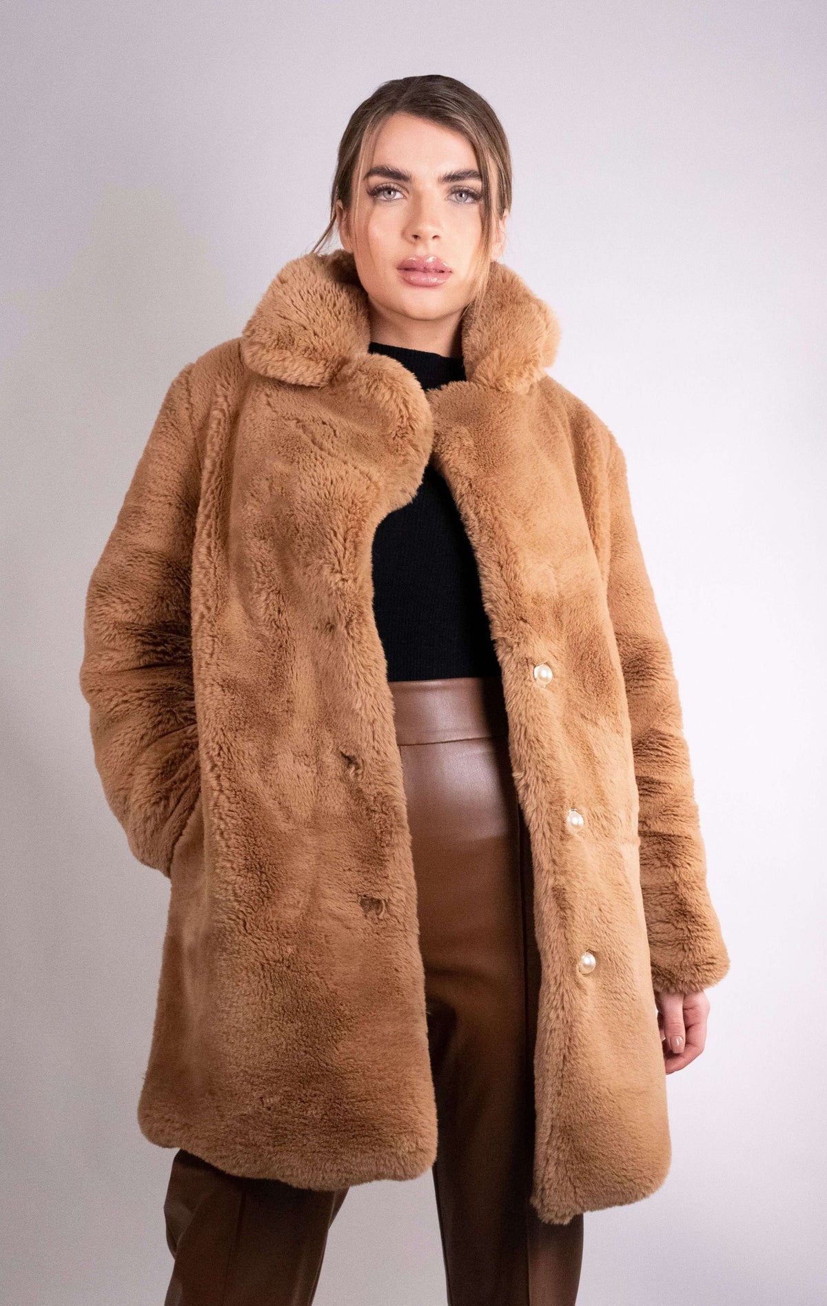 Brown Fur Teddy Coats - The Faux Fur Collection