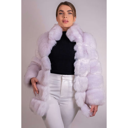 White Collared Faux Fur Coat