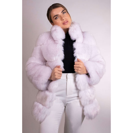 White Collared Faux Fur Coat