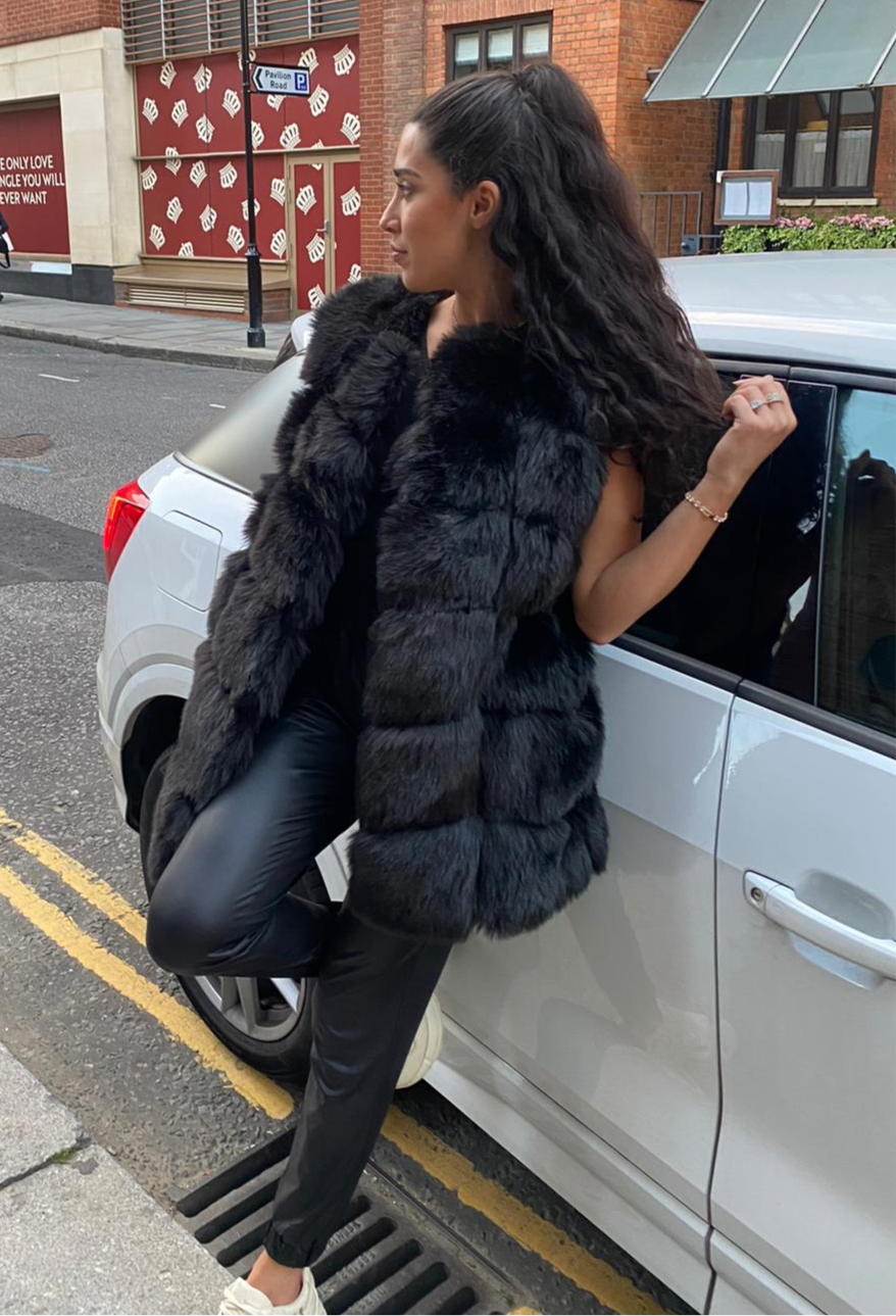 Black Faux Fur Gilet