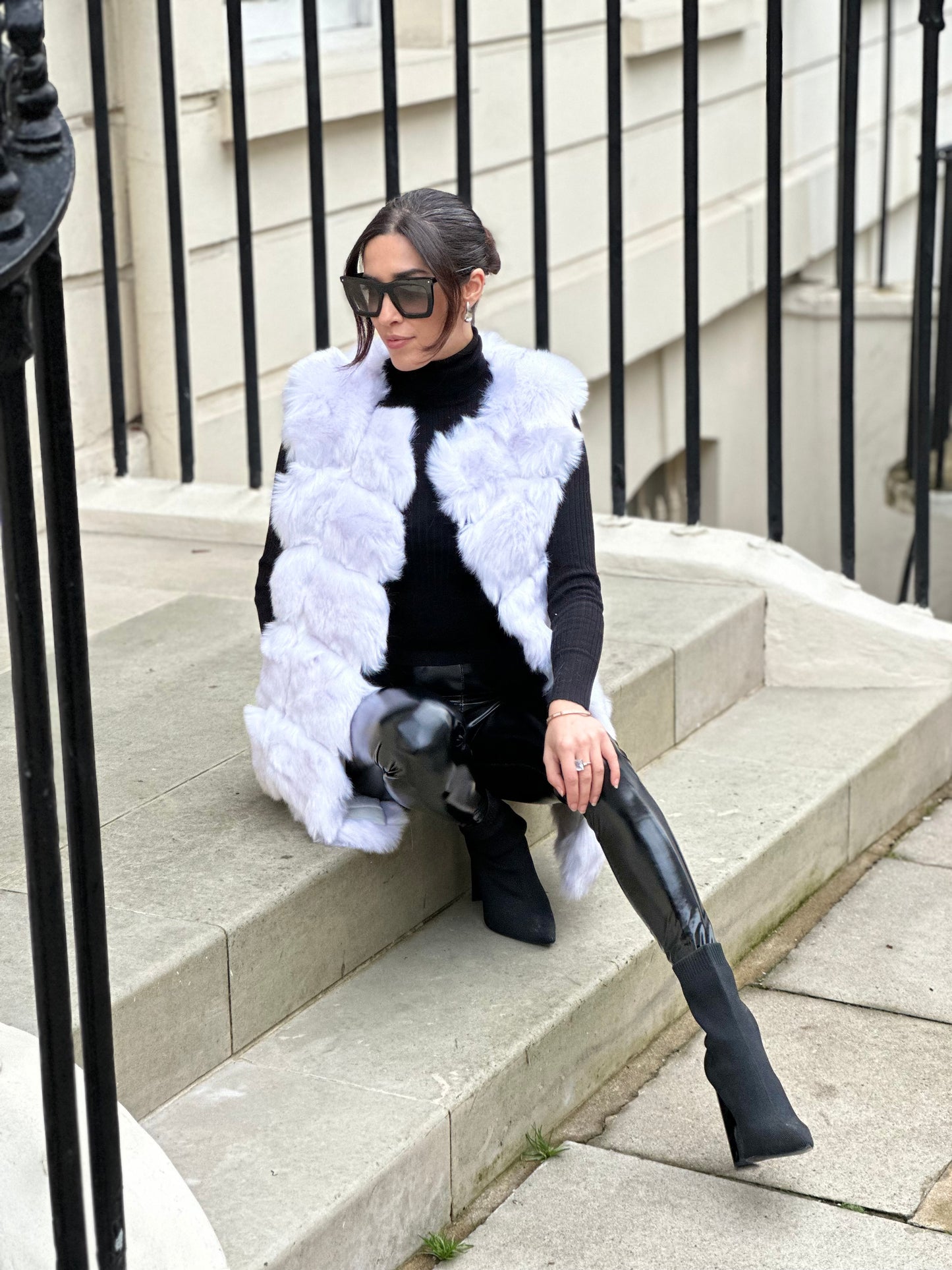 White Faux Fur Gilet