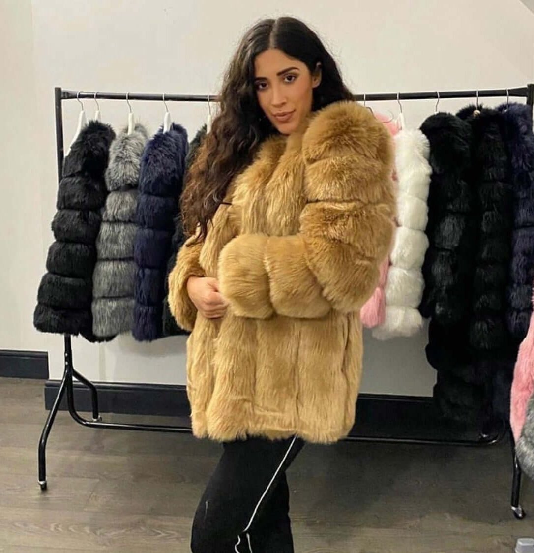 Caramel Long Line Faux Fur Coat